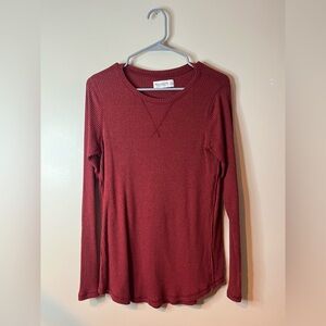 Abercrombie & Fitch Brick Red Soft A&F Ribbed Long Sleeve Tee EUC